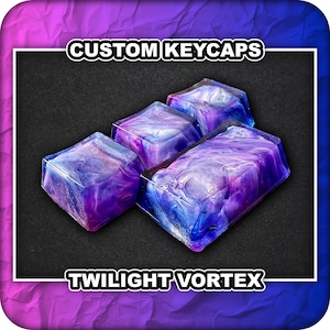 Tecla Twilight Vortex - Resina artesanal personalizada (remolino azul y morado) / Perfil OEM, compatible con Cherry MX / Hecha a mano para teclados mecánicos