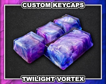 Twilight Vortex Keycap - Custom Resin Artisan (Blue & Purple Swirl) | OEM Profile, Cherry MX Compatible | Handmade for Mechanical Keyboards