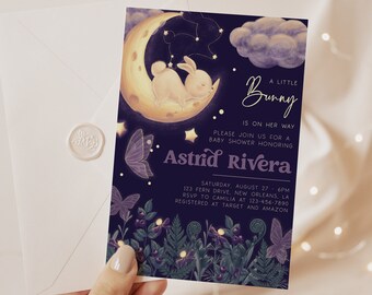 Editable Bunny Baby Shower Invitation, A Little Bunny Shower Invite (Digital Download)