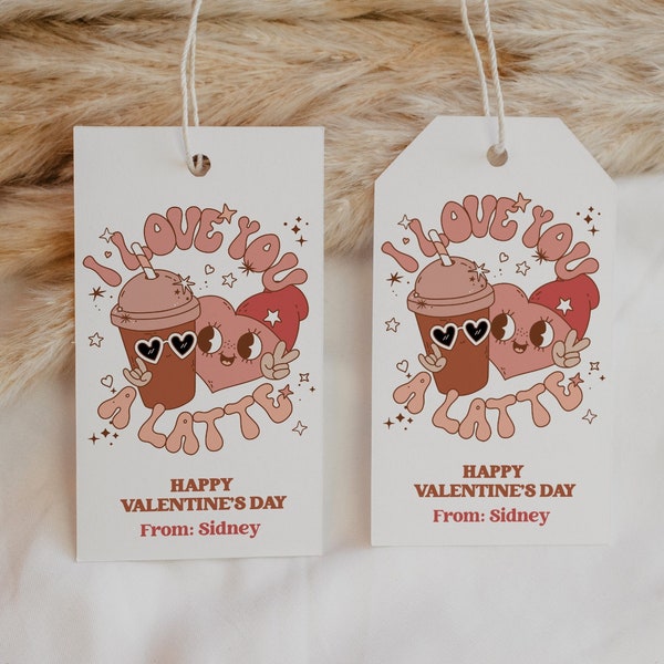 Editable Valentine's Day Gift Tag, I Love You a Latte Gift Tag Template, Download Instantly and Edit with TEMPLETT