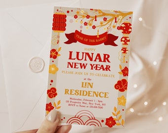Invitación editable para el Año Nuevo Lunar y el Año del Caballo (descarga digital)