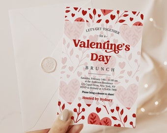 Editable Valentine's Day Brunch Invitation, Galentine's Party Invite