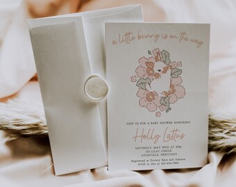 Editable Bunny Baby Shower Invitation Template (Digital Download)