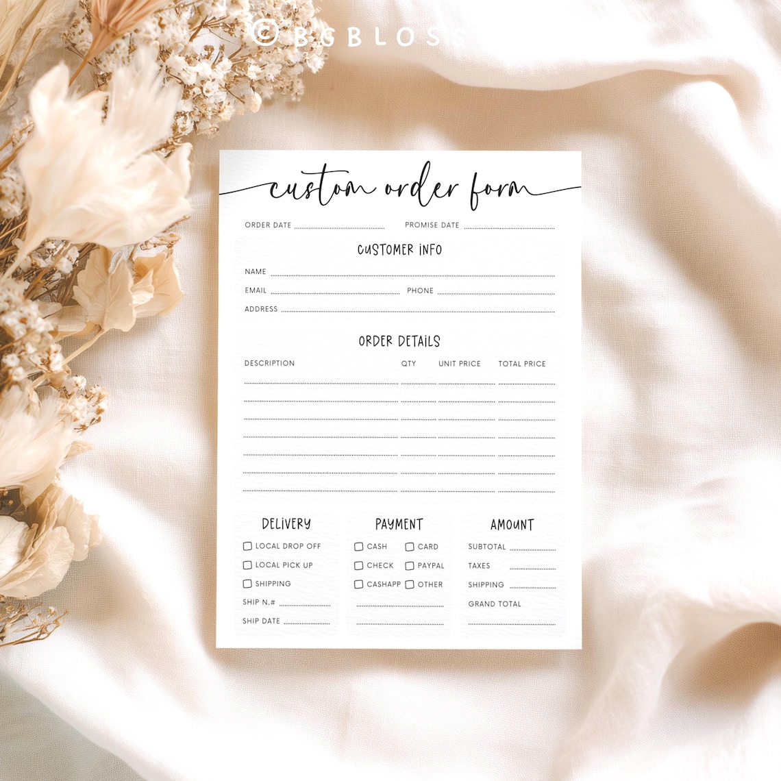 Editable Small Business Custom Order Form, Etsy Craft Shop Form ...