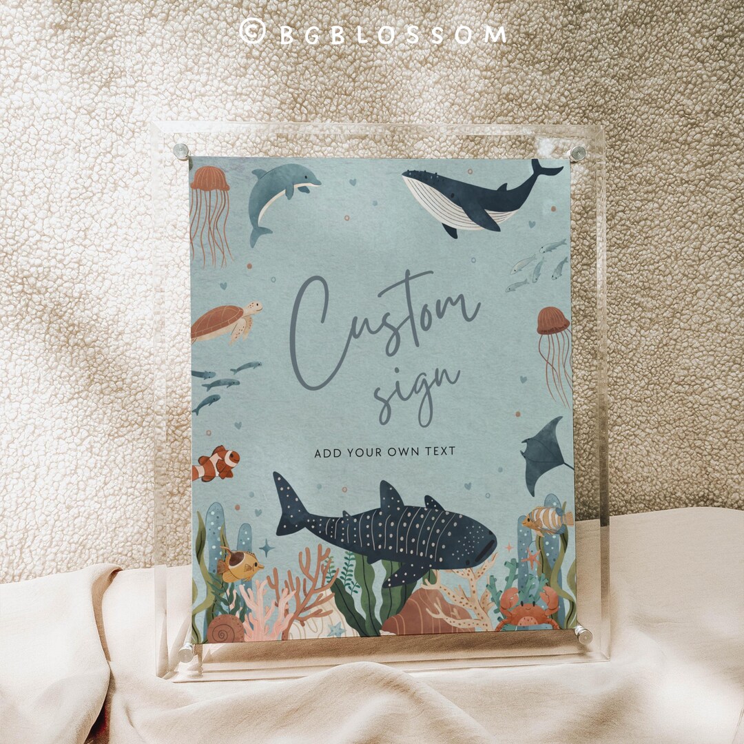Editable Ocean Baby Shower Custom Sign Template, Sea You Soon Baby ...
