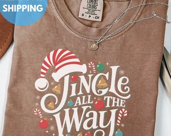 Retro Christmas T-Shirt – “Jingle All The Way” Holiday Candy Cane & Ornament Graphic Tee for Women