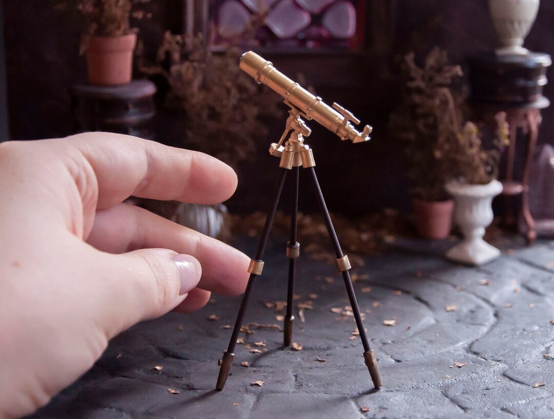 Miniature Dollhouse Telescope. Realistic Miniature Laboratory Equipment