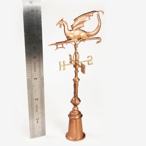 Miniature dollhouse weathervane compass finial. Realistic castle dragon artisan rooftop. 1/12 twelfth scale doll house diorama roof top