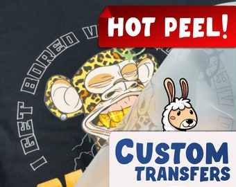 Transferencias personalizadas directas a película ¡DESPEGUE EN CALIENTE INSTANTÁNEO / 2 centavos por pulgada cuadrada! ¡Calidad premium, listo para planchar! - Ficha de cuadrilla. Prensa de calor