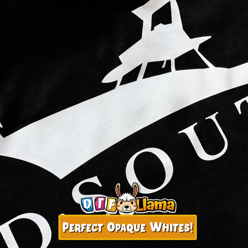 May include: Black graphic design featuring a white illustration of a boat and the word "SCOUT". The image also includes the text "PERFECT OPAQUE WHITES!" in a yellow banner, and a logo.