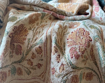 Geweven deken volksart nouveau bloemen: 100% katoenen jacquardtapijt