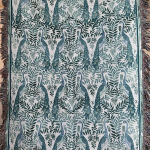 Pour Peacock Pattern Tapestry Style Jacquard Woven Blanket- Original Artwork On Ecofriendly 100% Cotton Throw Blanket