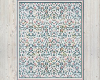 Pastellfärgad blommig damastfilt i fleece: Barockstil
