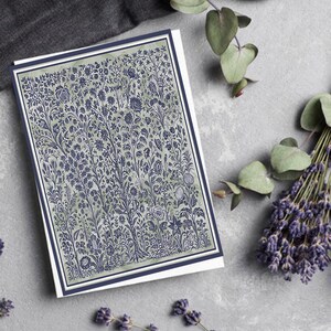 フォークアートガーデンタペストリーデザイン 複雑な花のデザインが施されたオリジナルアートワーク ヴィンテージスタイルの大きな折りたたみグリーティングカード
