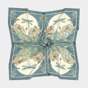 Art Nouveau Dragonfly Silk Scarf: Wearable Art Accessory, Habotai or Charmeuse
