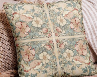 Pour Art Nouveau Flower Pattern with Border Premium Pillow Case -Original Artwork on Soft, Washable Throw Pillow Cover, GIVE A HUG!