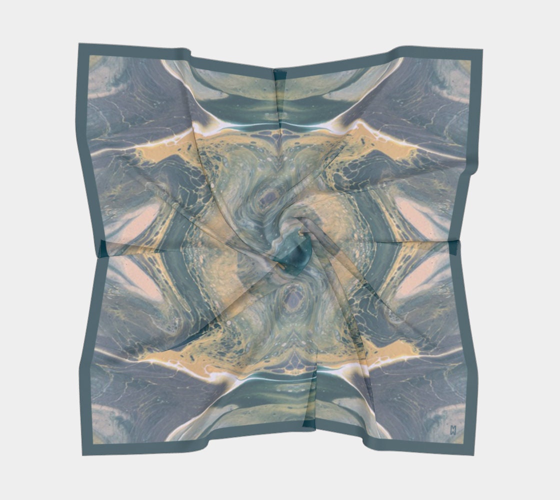 Southwest Pour Pattern Square Silk Scarf-Wearable Art, Unique Souvenir, Gift, Wardrobe Accessory, Chic Modern Style, Silk Habotai &Charmeuse