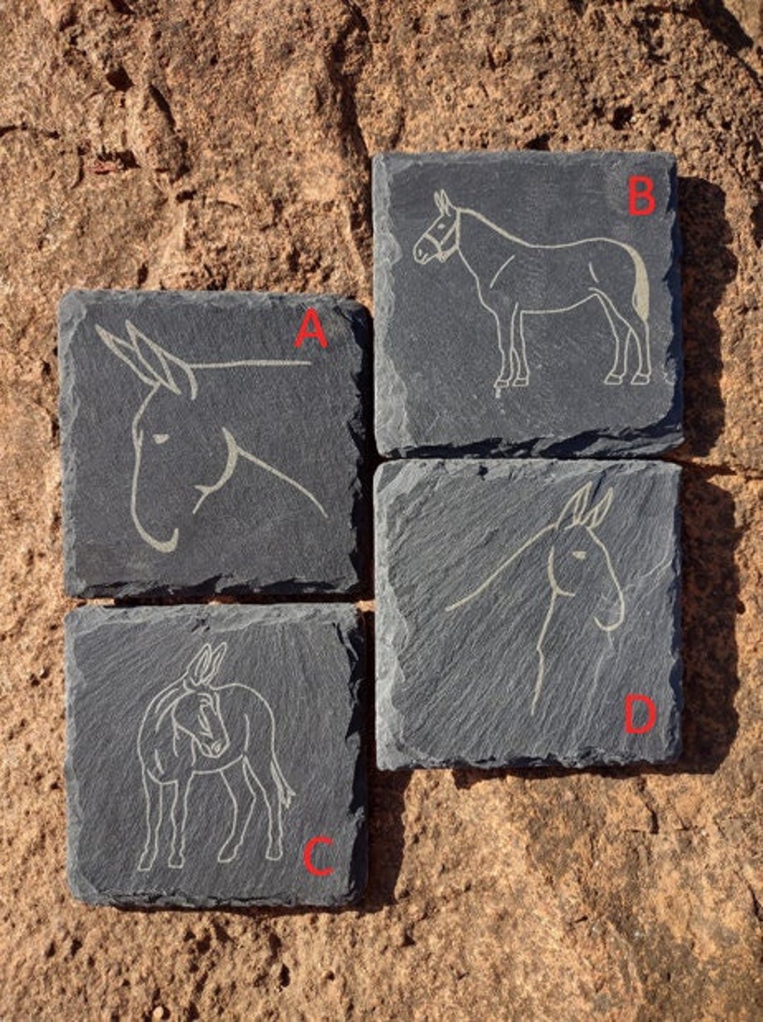 Four of a Kind Mule Set | Laser Engraved Slate Coasters | Mule ...