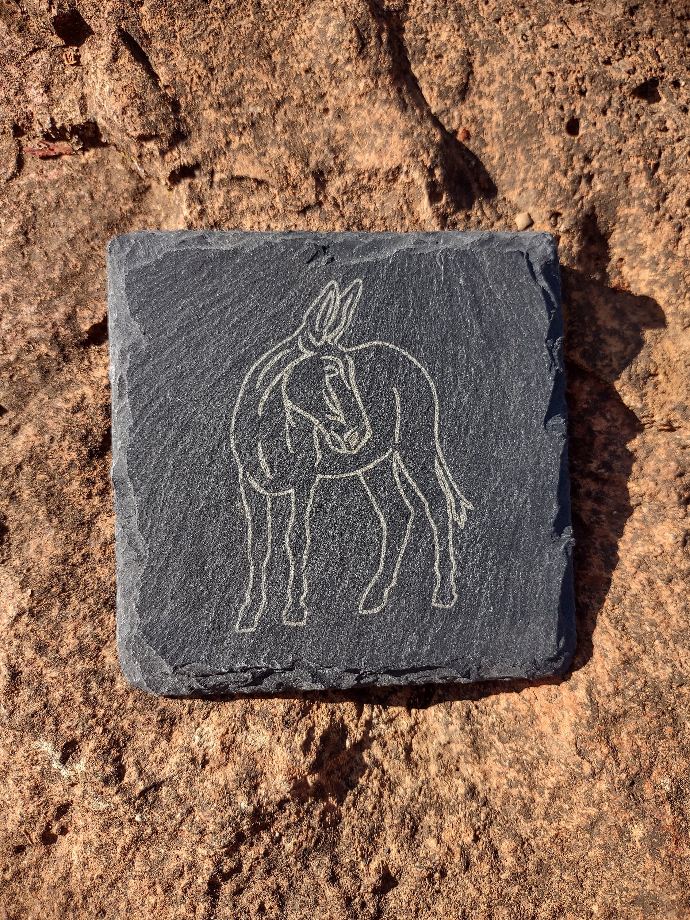 Slate Mule Outline Mule Set | Laser Engraved Slate Coasters | Mule & Equestrian ...