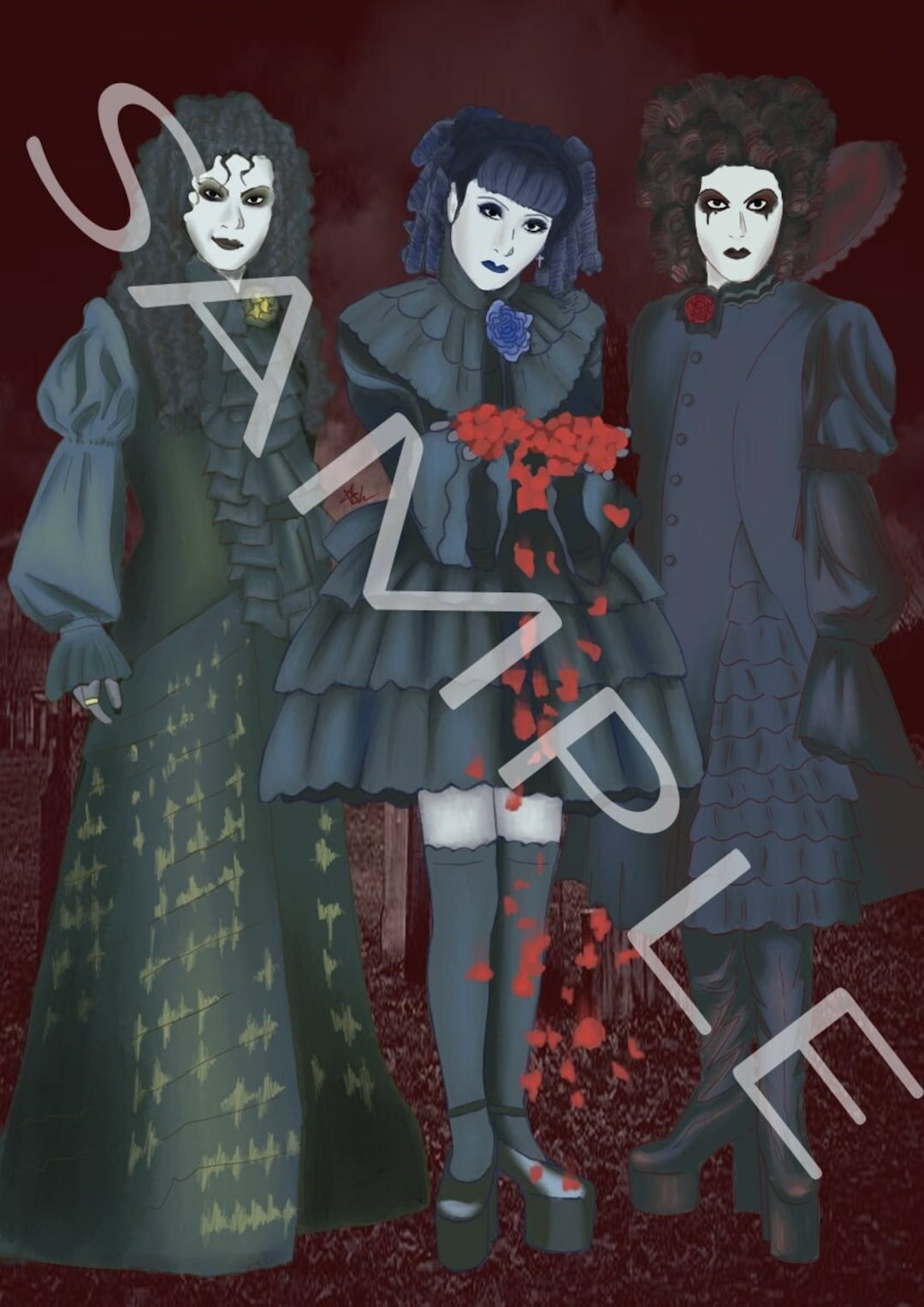 Malice Mizer Yu~ki Mana Kozi Digital Hand Drawn Original Dark