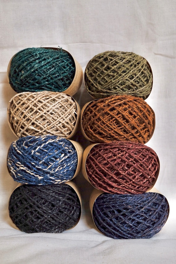 Natural Plant Dyed Hand-spun Hemp Thread Yarns for Crochet Knitting