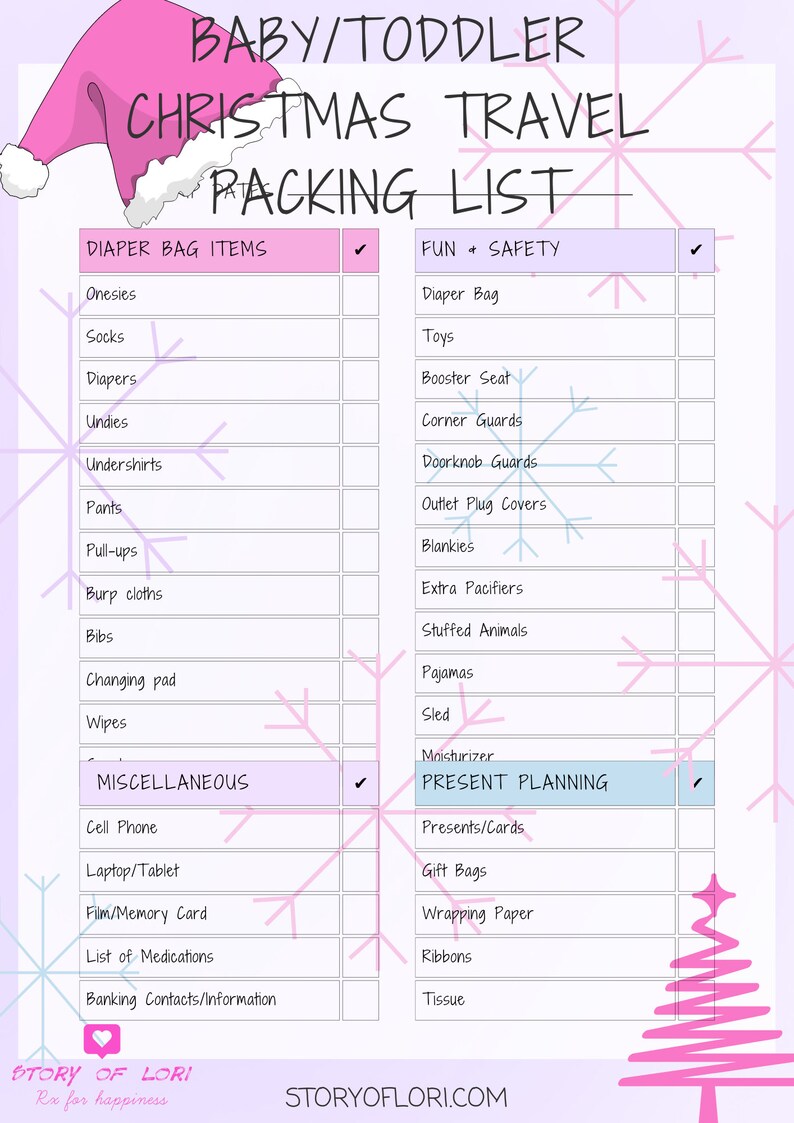Printable Baby/toddler Packing List - Etsy