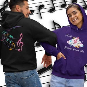 Musik ist, was Gefühle klingen wie Unisex Sponge Fleece Pullover Hoodie Geschenk für Musik-Liebhaber-Geschenk für Lehrer-Geschenk für Mutter, Tante oder Oma