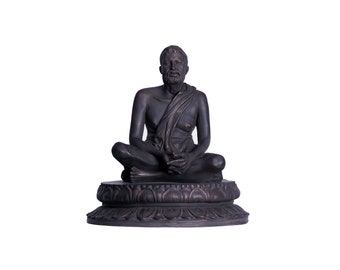 Sri Ramakrishna-staty 25 cm - bronsfinish marmordammskulptur för mandir och heminredning