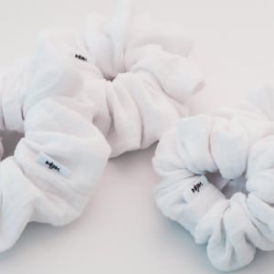 Hair Scrunchy, Handmade hair accessories, Cream scrunchy, WIDE ELASTIC Scrunchy, Cotton White Scrunchies, Leaf scrunchy, Gifts, Made in USA