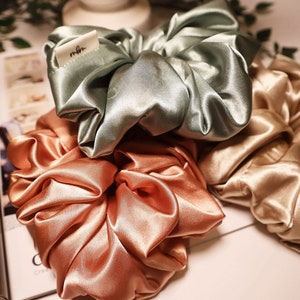 Scrunchie Hair Tie, Soft Satin Scrunchie, Large hair scrunchies, Hair tie accessory, WIDE ELASTIC Scrunchy, Bridesmaid Gifts, Hair Scrunchy