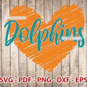 Dolphins svg Football Love For Cutting With Cricut, Dolphins png, Dxf, Eps