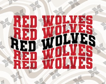 Red Wolves Wave svg file For Cutting With Cricut, Red Wolves png for Sublimation or iron on, Red Wolves Football, Baseball,Basketball Mascot