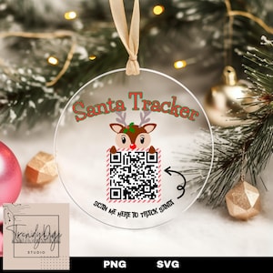 Christmas Santa Tracker Ornament PNG SVG, Christmas Ornament, Santa Tracker, Sublimation, QR Code Santa Tracker, Kids Christmas Ornament svg