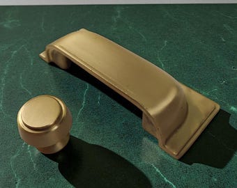Solid Brass Cabinet Pull and Knob Set: Vintage Style Hardware