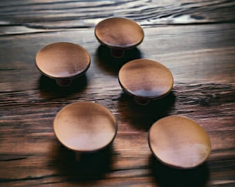 Perillas de gabinete de cobre cepillado: manijas redondas de metal para cajón, 3,5 cm