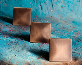 Hardware del gabinete de cobre, perillas del gabinete de cobre, 1.38 en cajón tira de cobre, perillas de latón sólido mango cuadrado, hardware de restauración