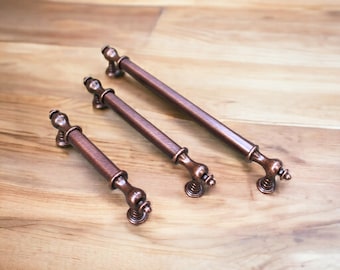 Mango de cobre / Hardware del gabinete de cobre / Perillas de tocador de cobre / Mango de latón cepillado / Cobre 3.7' 5' 6.3' 7.5' 8.8' 10' 12.6' Mango de metal