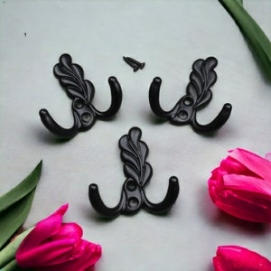 Towel Hooks , Black Hooks For Wall , Ivy Metal Entryway Coat Hooks , Rustic Wall Hook and Decorative Bathroom Towel Hooks