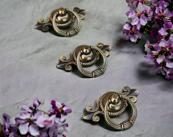 Messing kast trekt, bronzen metalen handvat, vintage lade trekt, kastknoppen, knoppen voor dressoir, koperen kastknop, Leaf Design Handle