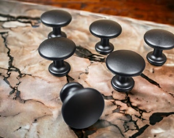 Czarne gałki do szafek / Czarne uchwyty do szuflad / Matowe czarne gałki do szuflad / Gałki kuchenne / Okrągły uchwyt metalowy 25 mm (0,98 cala)