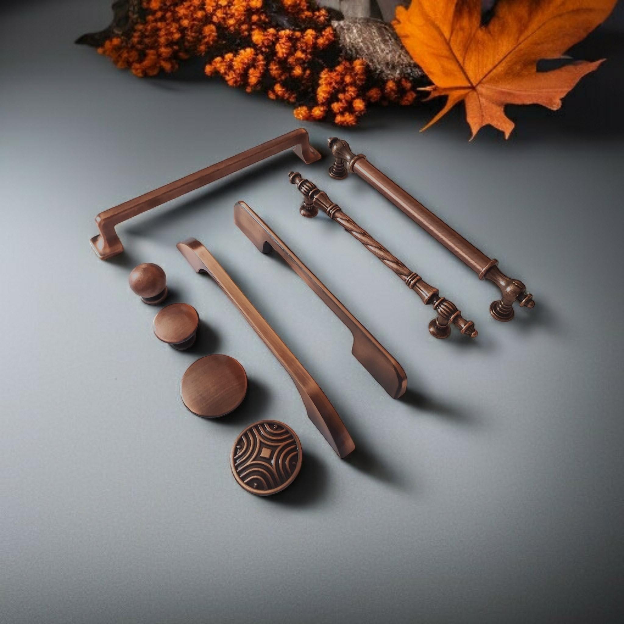 Vintage Copper Cabinet and Drawer Handles, Copper Cabinet Pulls, Handle Models in Various Sizes to Suit Every Taste