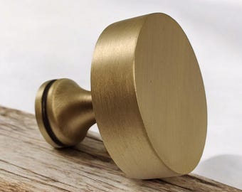 Solid Brass Cabinet Knob: Modern Round Drawer Pull, 35mm