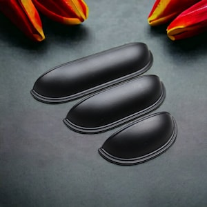 Black Cabinet Pulls , Black Drawer Pulls , Black Drawer Handle, Black Cabinet Knobs , Bowl Series Handle , 64 mm 96 mm 128 mm Drawer Pulls