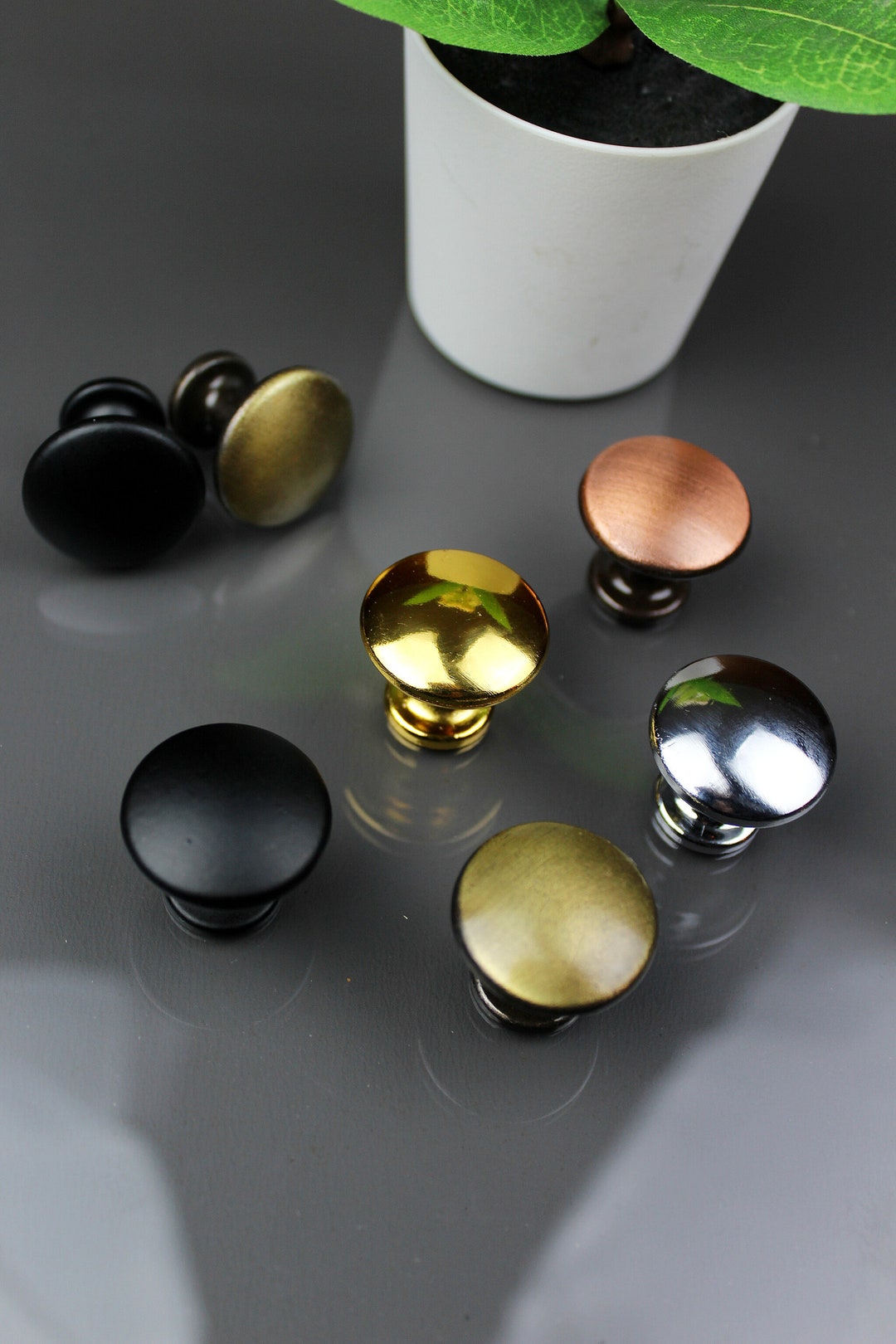 Mushroom Handle / Black , Gold , Copper , Brass Antique and Chromium