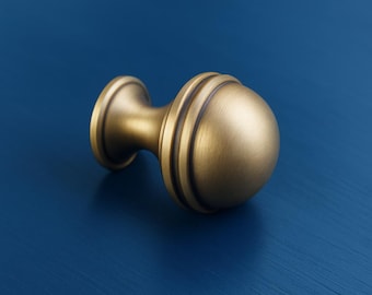 Solid Brass Cabinet Knob: Vintage-Style Handmade Drawer Pull