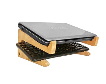 Supporto per laptop e rialzo per tastiera in legno di faggio