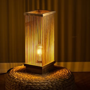 Unique Wood Lamp, Handmade Wood Bedside Lamp, Nightstand lamp, Bedroom Lamp,