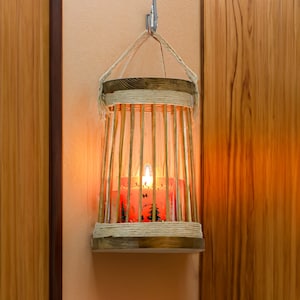 Wood Candle Holder, Hanging Vintage Candle Holder, Rustic Decor Candleholder