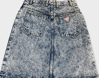 Vintage 80's Acid Wash Guess Jean Skirt- Size 26"