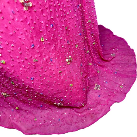 Vintage 100% Silk Hot Pink Barbiecore Beaded Prom… - image 7